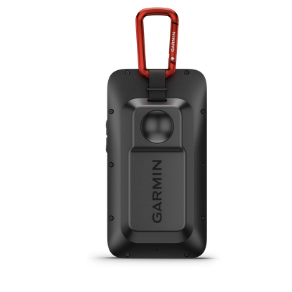 Garmin Approach G82 launch monitor GPS golf handheld with black body and red carabiner clip