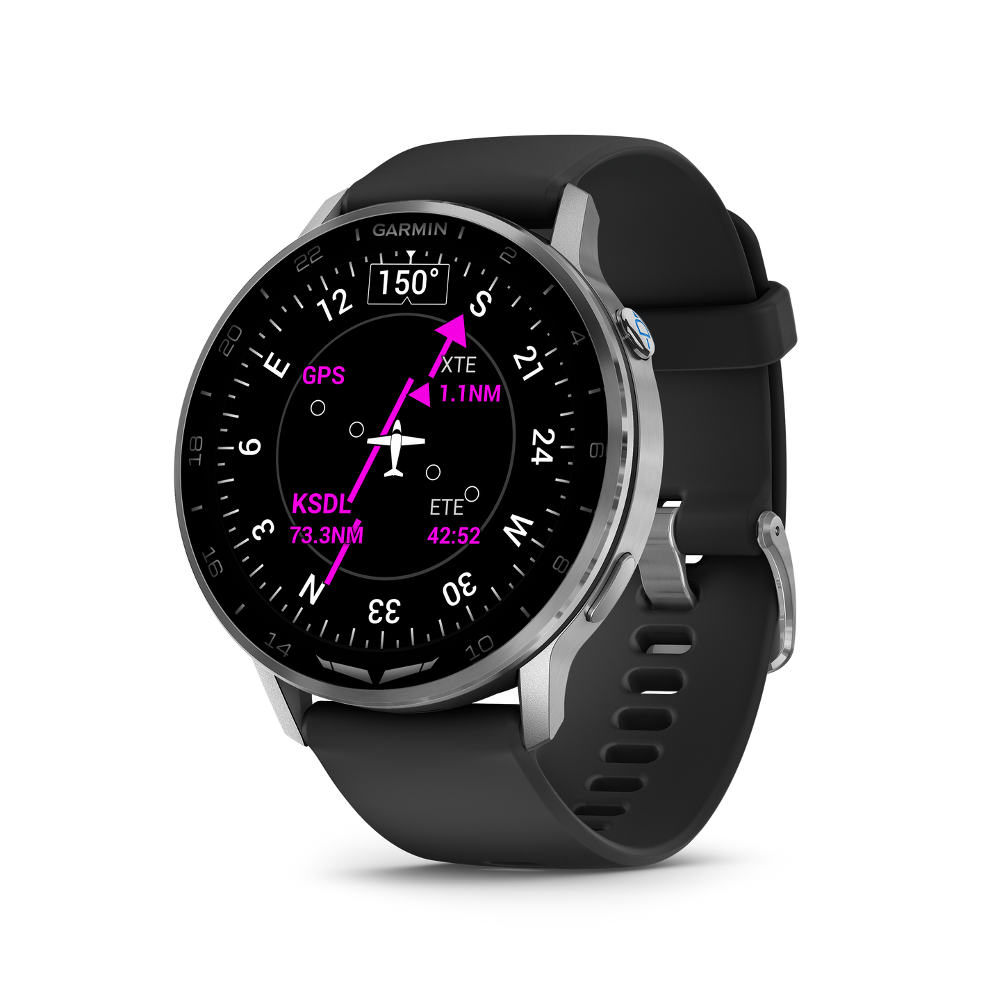 Garmin D2 Air X15, Silver with Black Silicone Band (010-03014-50)