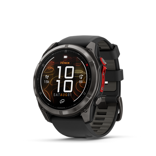 Garmin Fenix 8 Pro, 51 mm, MicroLED, Sapphire, Titanium w/ Black/Gray Silicone Band (010-03380-00)