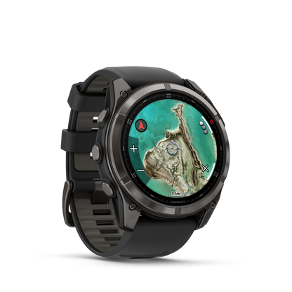 Garmin Fenix 8 Pro smart watch, 51mm MicroLED, sapphire, carbon gray DLC titanium with black/pebble gray silicone band