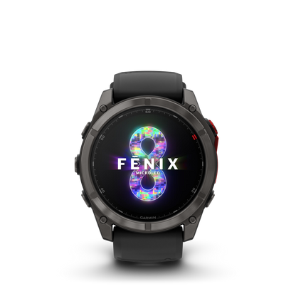 Garmin Fenix 8 Pro smartwatch, 51 mm DLC titanium bezel in carbon gray with black silicone band