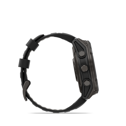 Garmin Fenix 8 Pro smartwatch, 51mm MicroLED, carbon gray DLC titanium case with black/pebble gray silicone band
