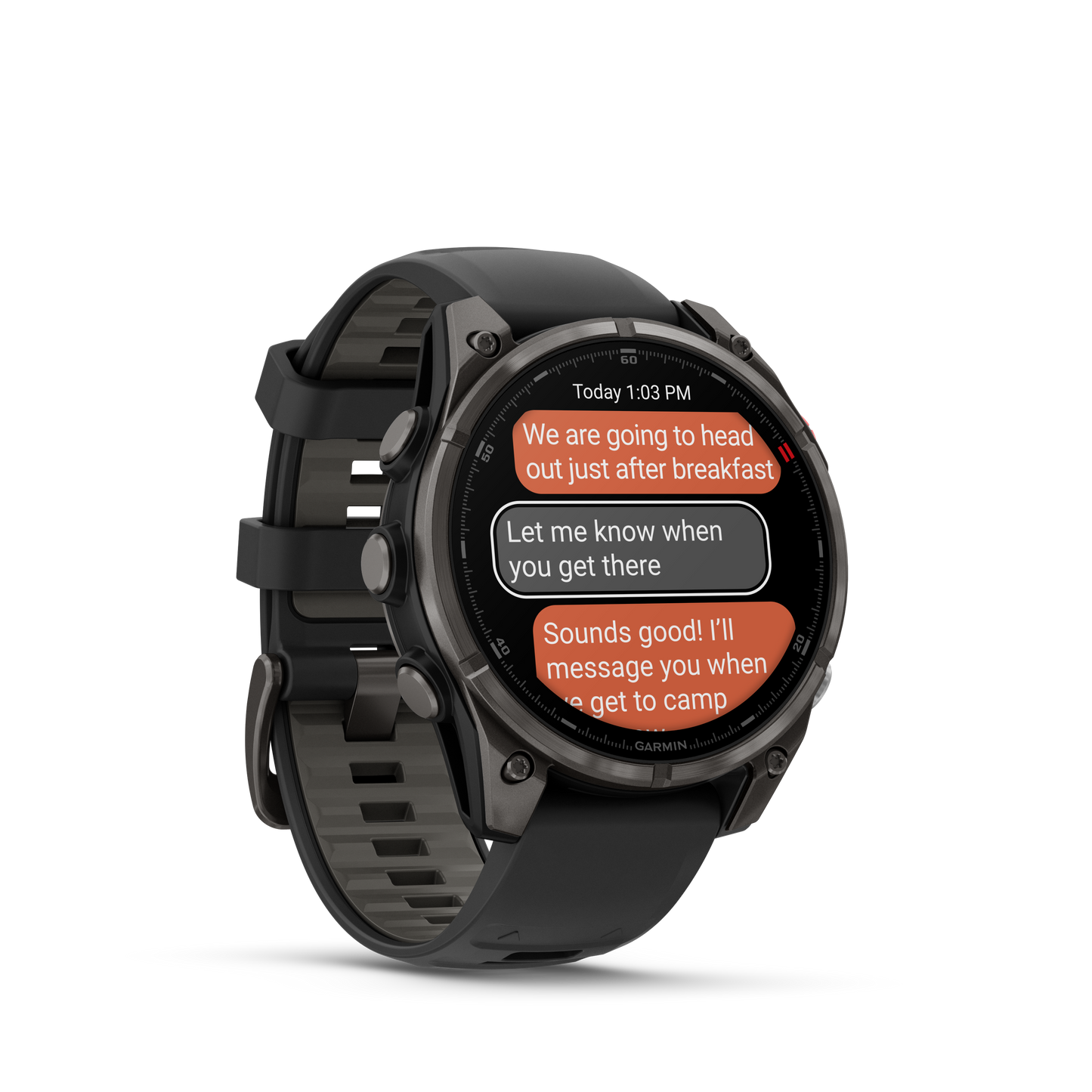 Garmin Fenix ​​8, 47 mm AMOLED, saphir solaire, titane DLC gris carbone avec bracelet en silicone noir/gris galet (010-02906-10)