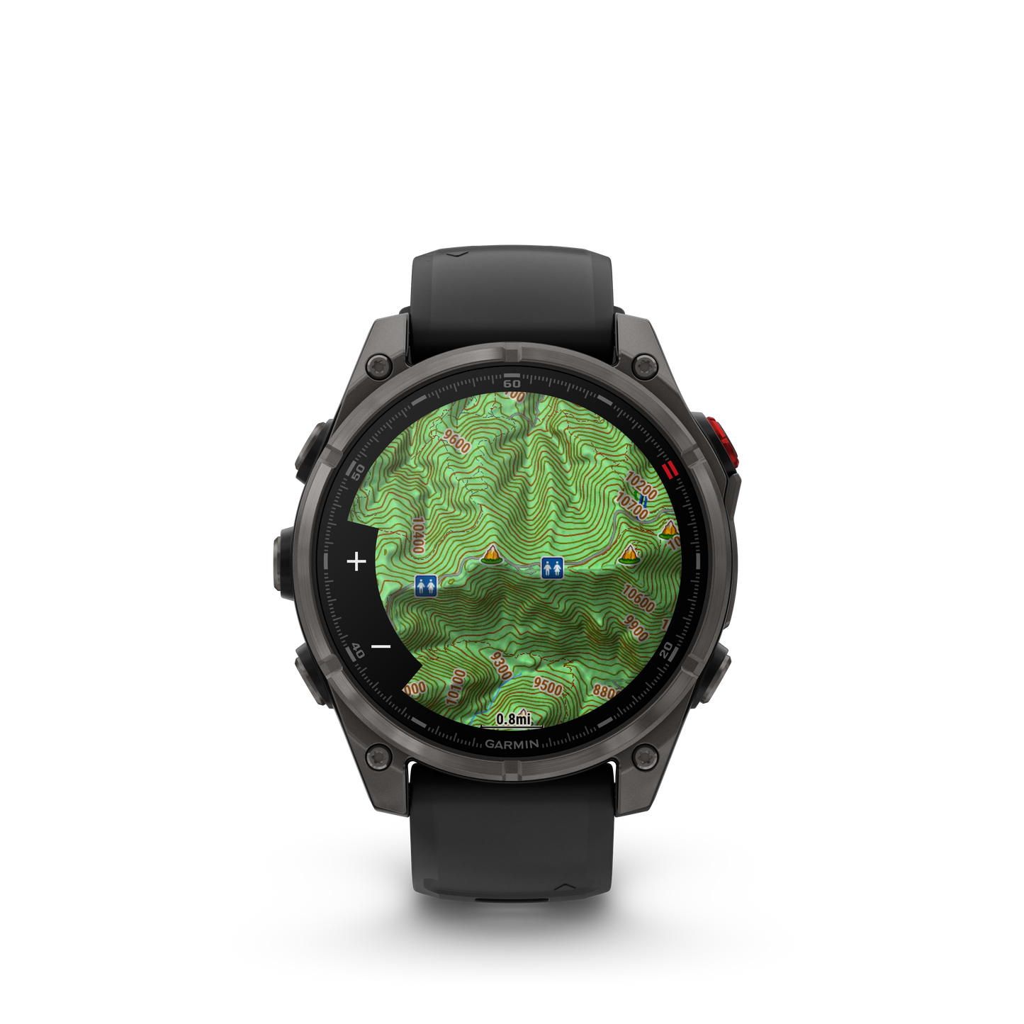 Garmin Fenix ​​8, 47 mm AMOLED, saphir solaire, titane DLC gris carbone avec bracelet en silicone noir/gris galet (010-02906-10)