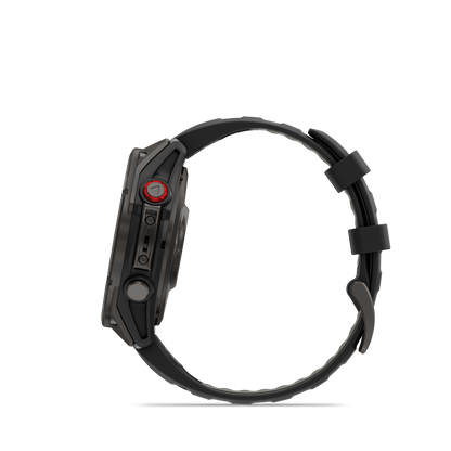 Garmin Fenix ​​8, 47 mm AMOLED, saphir solaire, titane DLC gris carbone avec bracelet en silicone noir/gris galet (010-02906-10)