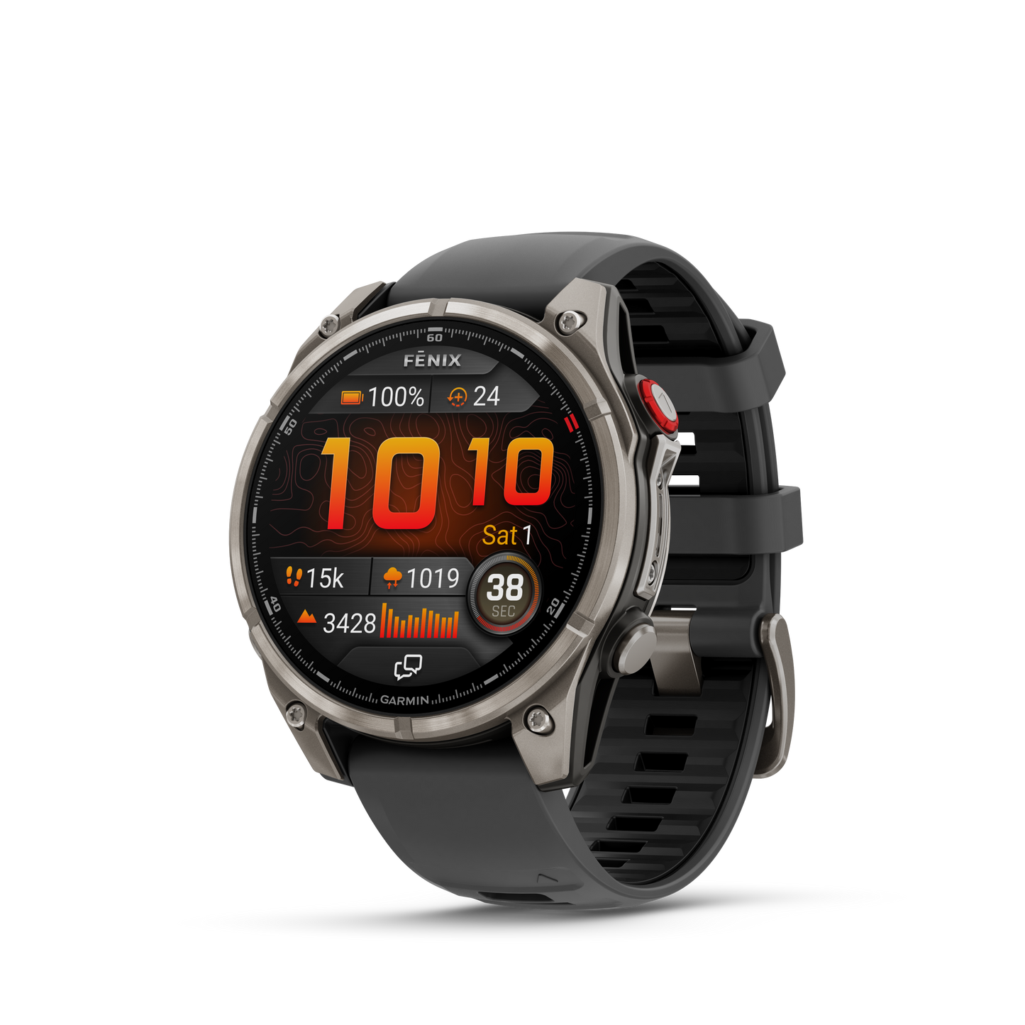 Garmin Fenix ​​8, 47 mm AMOLED, saphir solaire, titane DLC gris carbone avec bracelet en silicone noir/gris galet (010-02906-10)