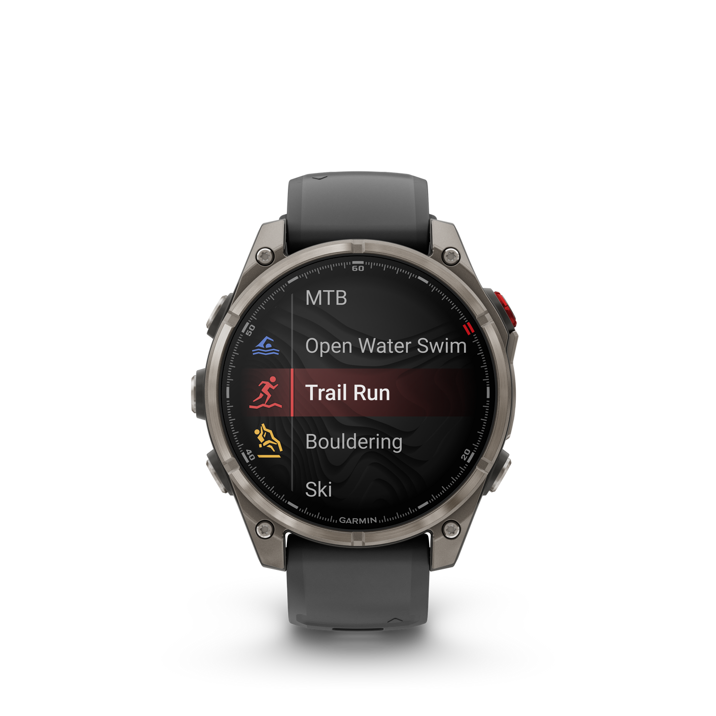 Garmin Fenix ​​8, 47 mm AMOLED, saphir solaire, titane DLC gris carbone avec bracelet en silicone noir/gris galet (010-02906-10)