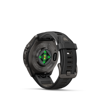 Garmin Fenix 9 Pro AMOLED, (43mm), DLC Titanium w/ Black and Gray Silicone Band (010-04335-15)