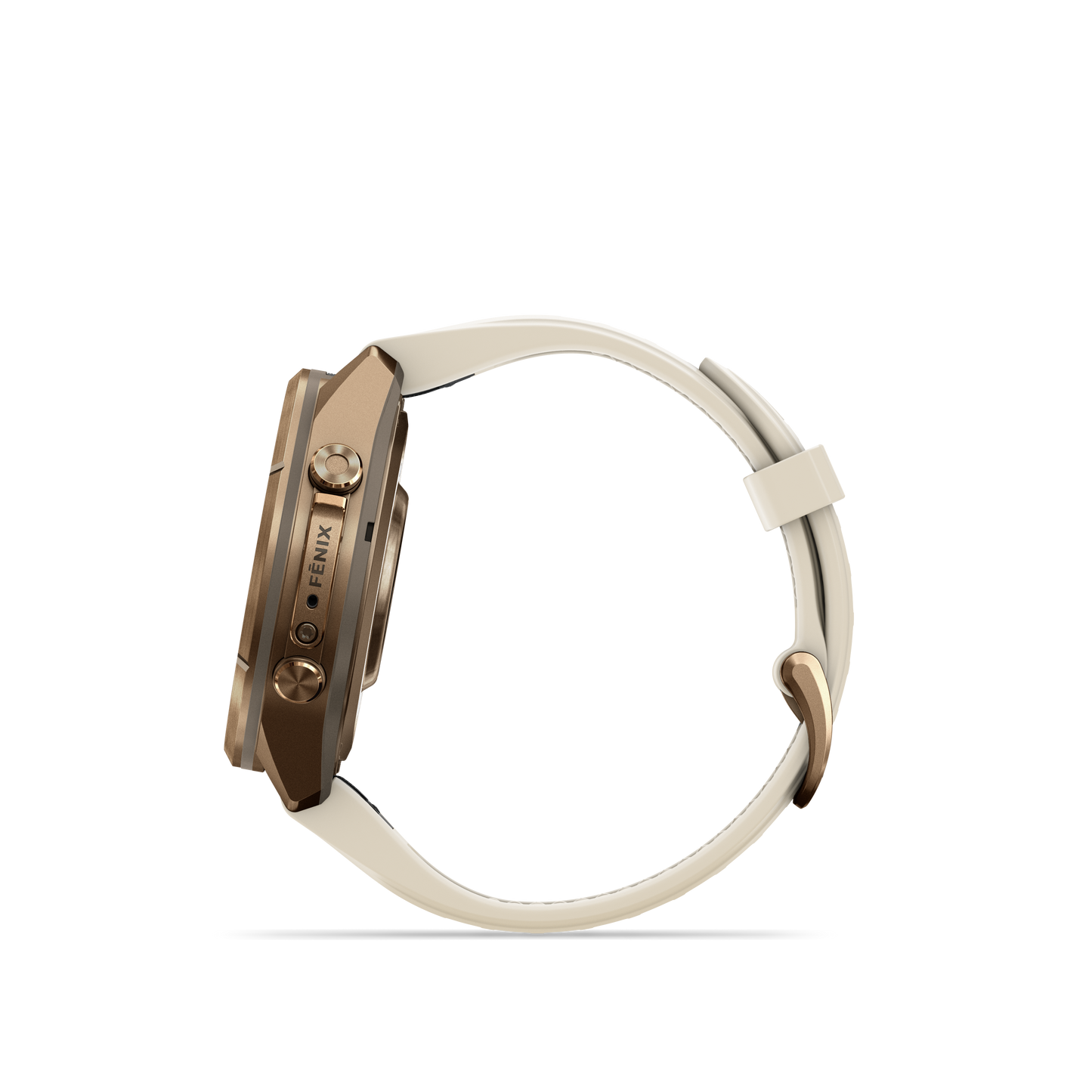 Garmin Fenix 9 Pro AMOLED, (43mm), Gold Titanium w/ Cream and Gray Silicone Band (010-04335-25)