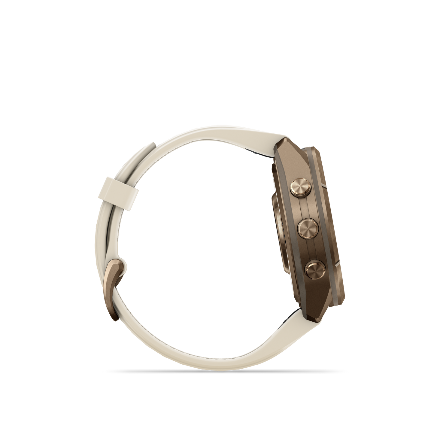 Garmin Fenix 9 Pro AMOLED, (43mm), Gold Titanium w/ Cream and Gray Silicone Band (010-04335-25)