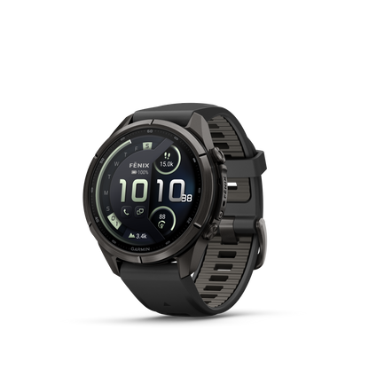 Garmin Fenix 9 Pro inReach AMOLED, (43mm), DLC Titanium w/ Black and Gray Silicone Band (010-04335-10)