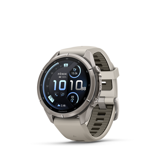 Garmin Fenix 9 Pro inReach AMOLED, (43mm), Titanium w/ Gray and Sandstone Silicone Band (010-04335-80)
