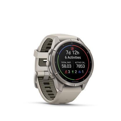 Garmin Fenix 9 Pro inReach AMOLED, (43mm), Titanium w/ Gray and Sandstone Silicone Band (010-04335-80)
