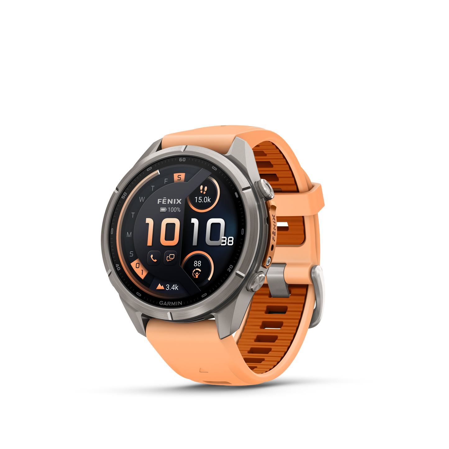 Garmin Fenix 9 Pro inReach AMOLED, (43mm), Titanium w/ Pink and Orange Silicone Band (010-04335-00)