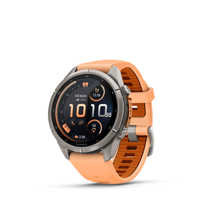 Garmin Fenix 9 Pro inReach AMOLED, (43mm), Titanium w/ Pink and Orange Silicone Band (010-04335-00)