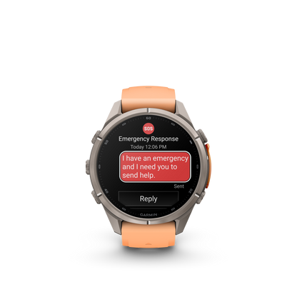 Garmin Fenix 9 Pro inReach AMOLED, (43mm), Titanium w/ Pink and Orange Silicone Band (010-04335-00)