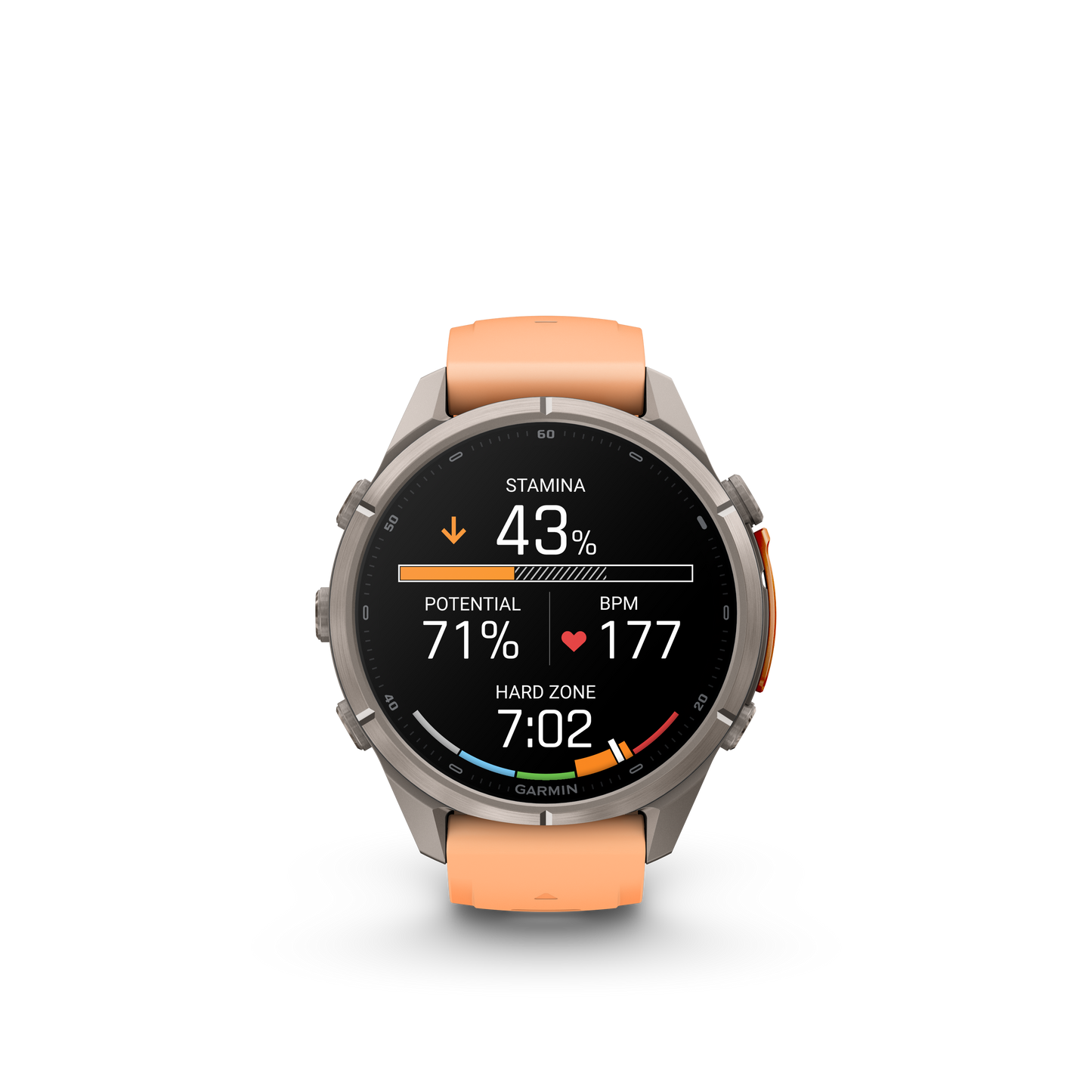 Garmin Fenix 9 Pro inReach AMOLED, (43mm), Titanium w/ Pink and Orange Silicone Band (010-04335-00)