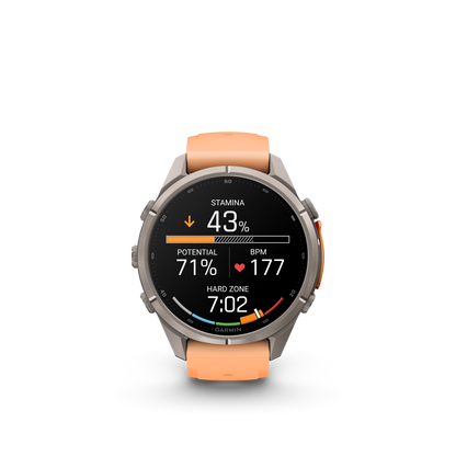 Garmin Fenix 9 Pro inReach AMOLED, (43mm), Titanium w/ Pink and Orange Silicone Band (010-04335-00)