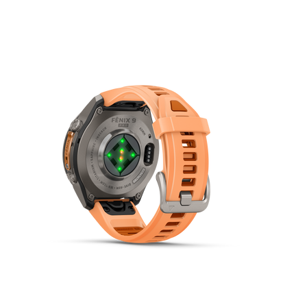Garmin Fenix 9 Pro inReach AMOLED, (43mm), Titanium w/ Pink and Orange Silicone Band (010-04335-00)