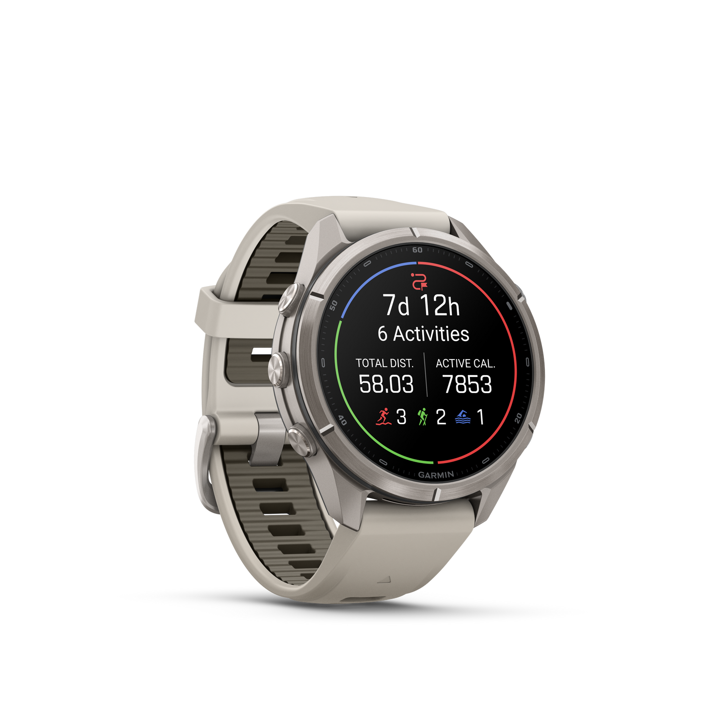Garmin Fenix 9 Pro AMOLED, (43mm), Titanium w/ Gray and Sandstone Silicone Band (010-04335-85)