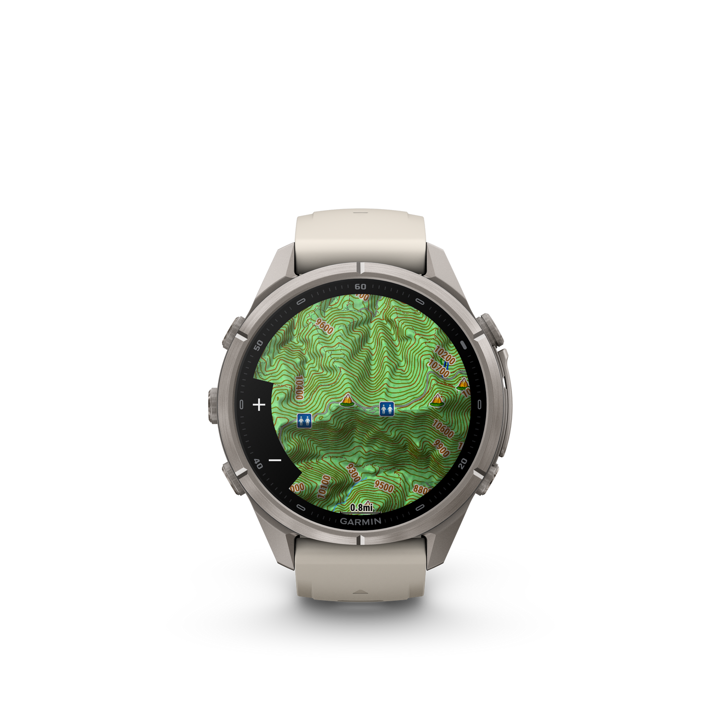 Garmin Fenix 9 Pro AMOLED, (43mm), Titanium w/ Gray and Sandstone Silicone Band (010-04335-85)