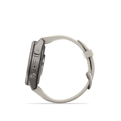 Garmin Fenix 9 Pro AMOLED, (43mm), Titanium w/ Gray and Sandstone Silicone Band (010-04335-85)