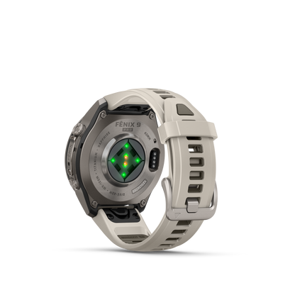Garmin Fenix 9 Pro AMOLED, (43mm), Titanium w/ Gray and Sandstone Silicone Band (010-04335-85)
