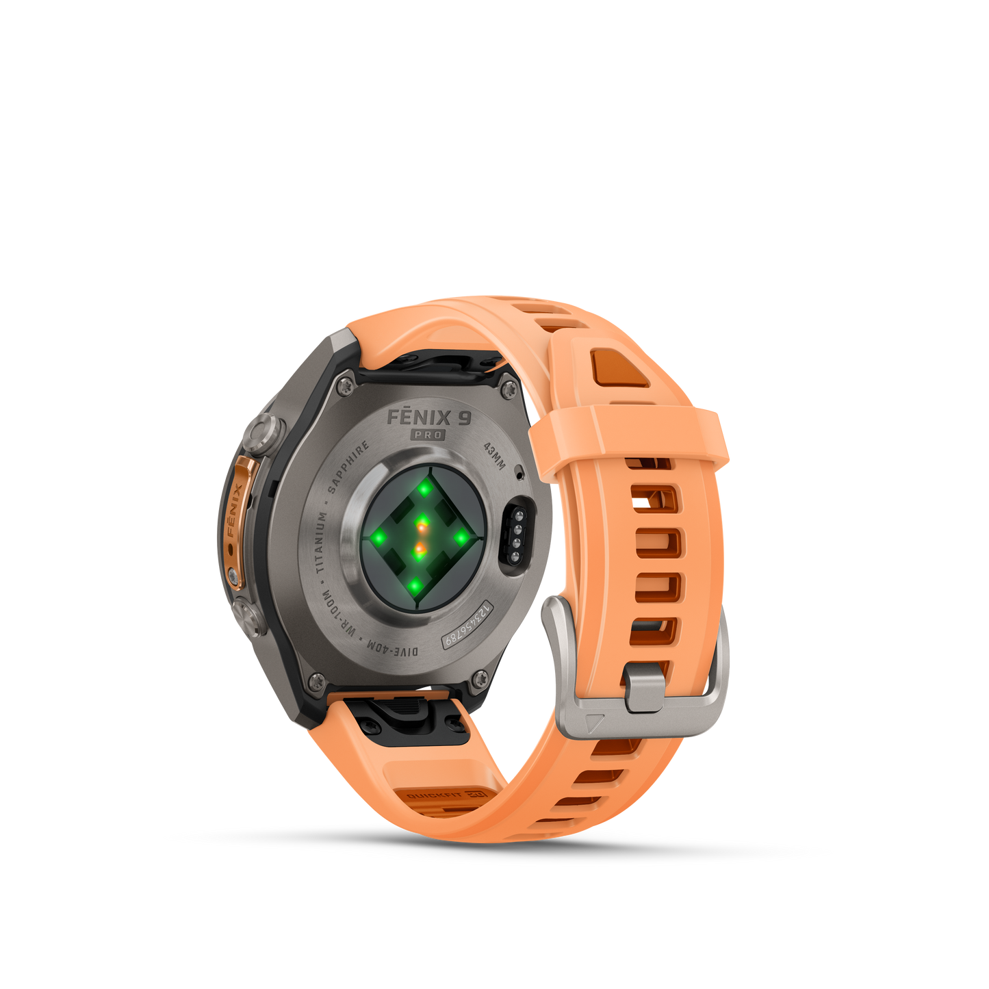 Garmin Fenix 9 Pro AMOLED, (43mm), Titanium w/ Pink and Orange Silicone Band (010-04335-05)