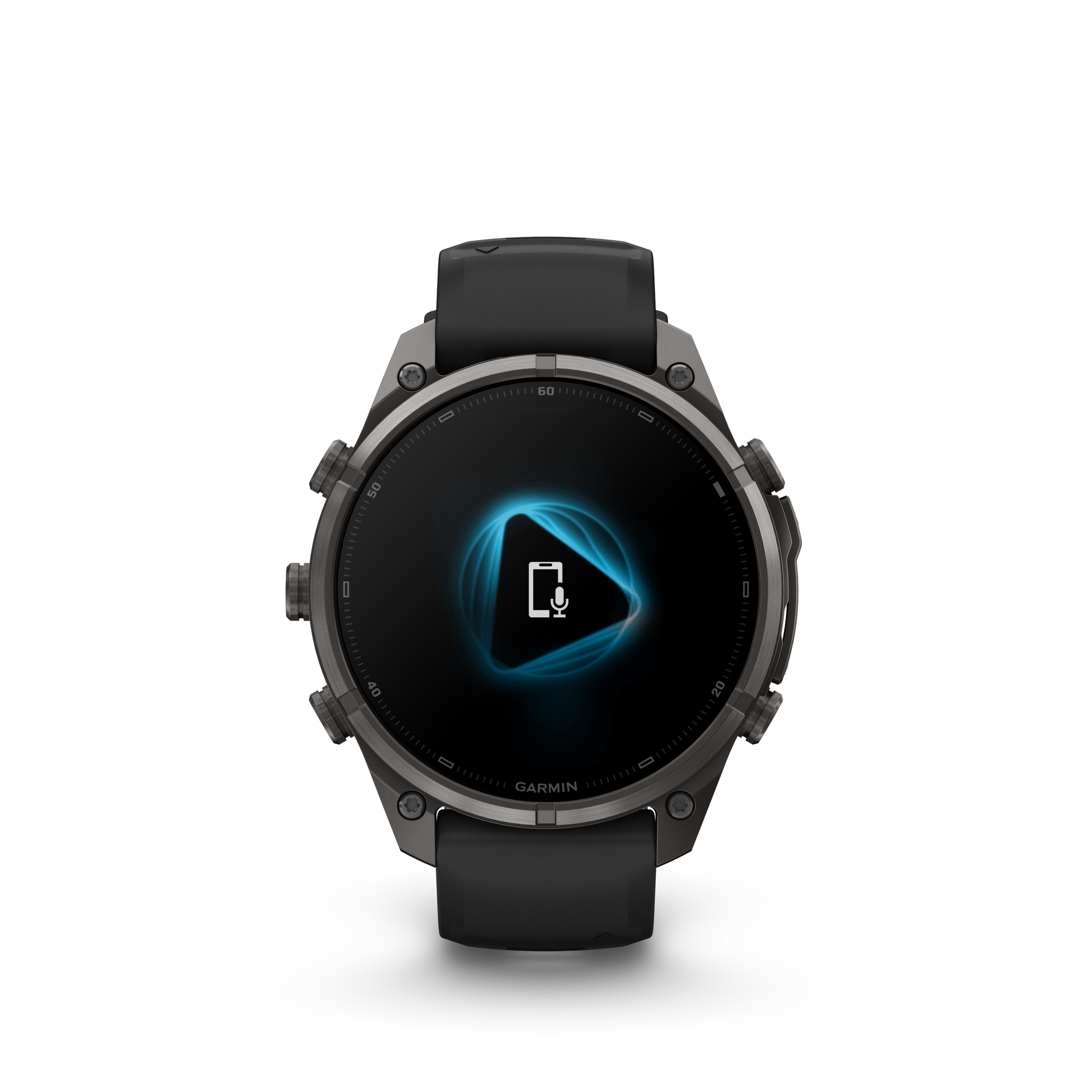 Garmin Fenix 9 Pro AMOLED 47mm smartwatch with DLC titanium case and black/gray silicone band