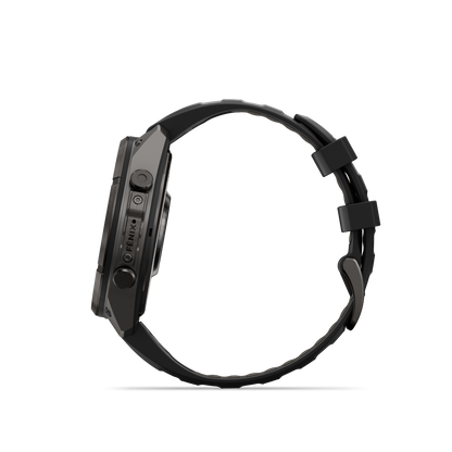 Garmin Fenix 9 Pro inReach AMOLED 47mm DLC Titanium smartwatch with black/gray silicone band
