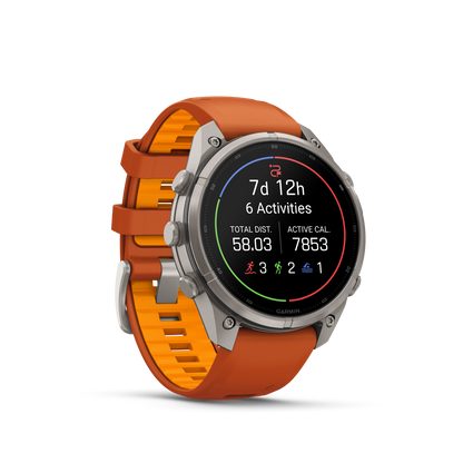 Garmin Fenix 9 Pro InReach AMOLED smartwatch, 47mm titanium case with orange silicone band