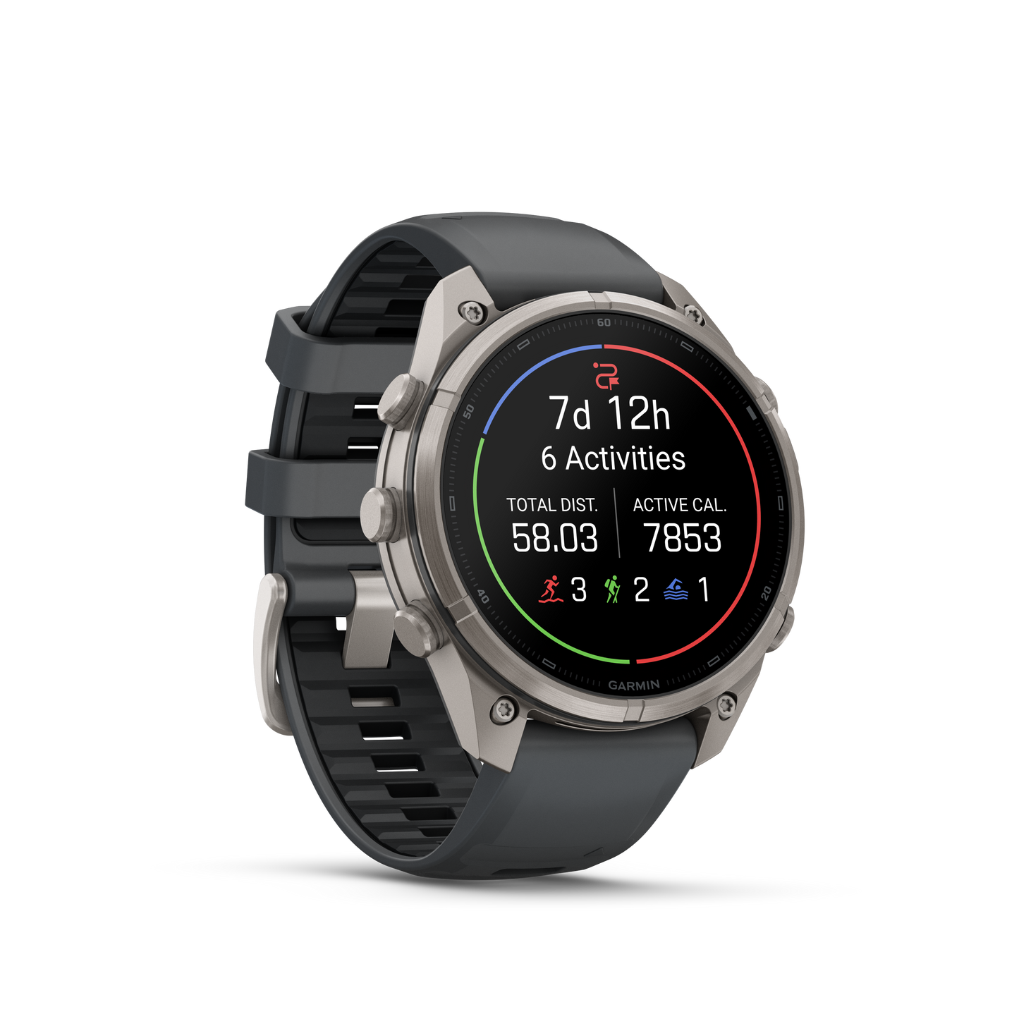 Garmin Fenix 9 Pro inReach AMOLED smartwatch, 47mm titanium with graphite and black silicone band