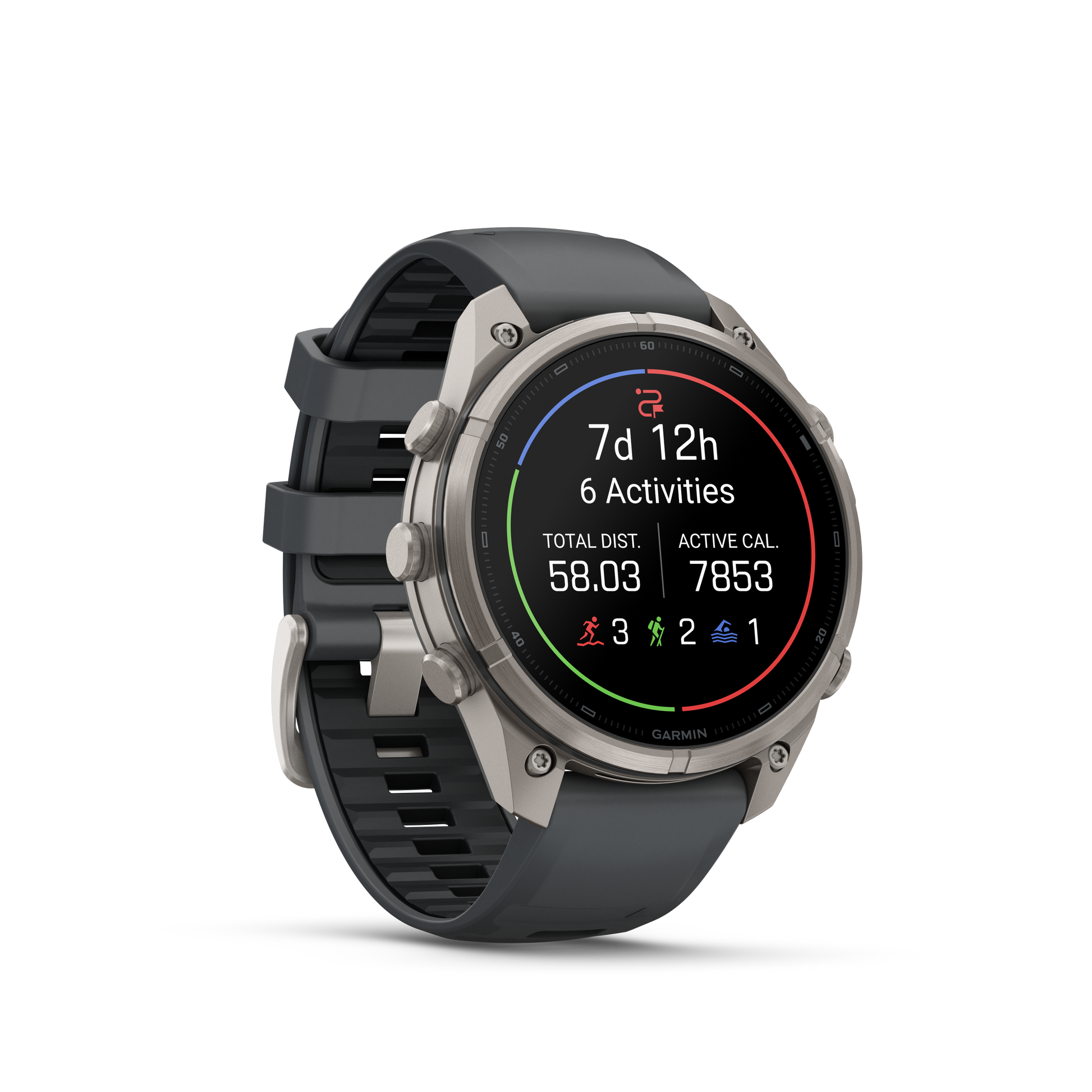 Garmin Fenix 9 Pro inReach AMOLED smartwatch, 47mm titanium with graphite and black silicone band