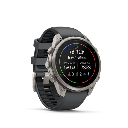 Garmin Fenix 9 Pro inReach AMOLED smartwatch, 47mm titanium with graphite and black silicone band
