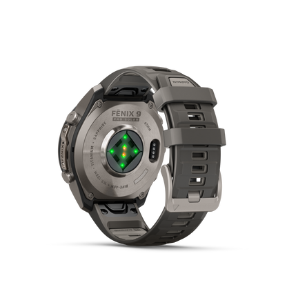 Garmin Fenix 9 Pro Solar titanium 47mm smartwatch with gray-silver silicone band
