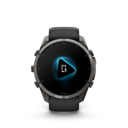 Garmin Fenix 9 Pro inReach AMOLED 51mm DLC titanium smartwatch with black and gray silicone band