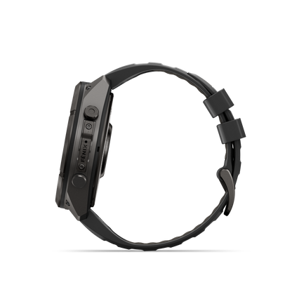 Garmin Fenix 9 Pro inReach AMOLED 51mm DLC Titanium smartwatch with black/gray silicone band