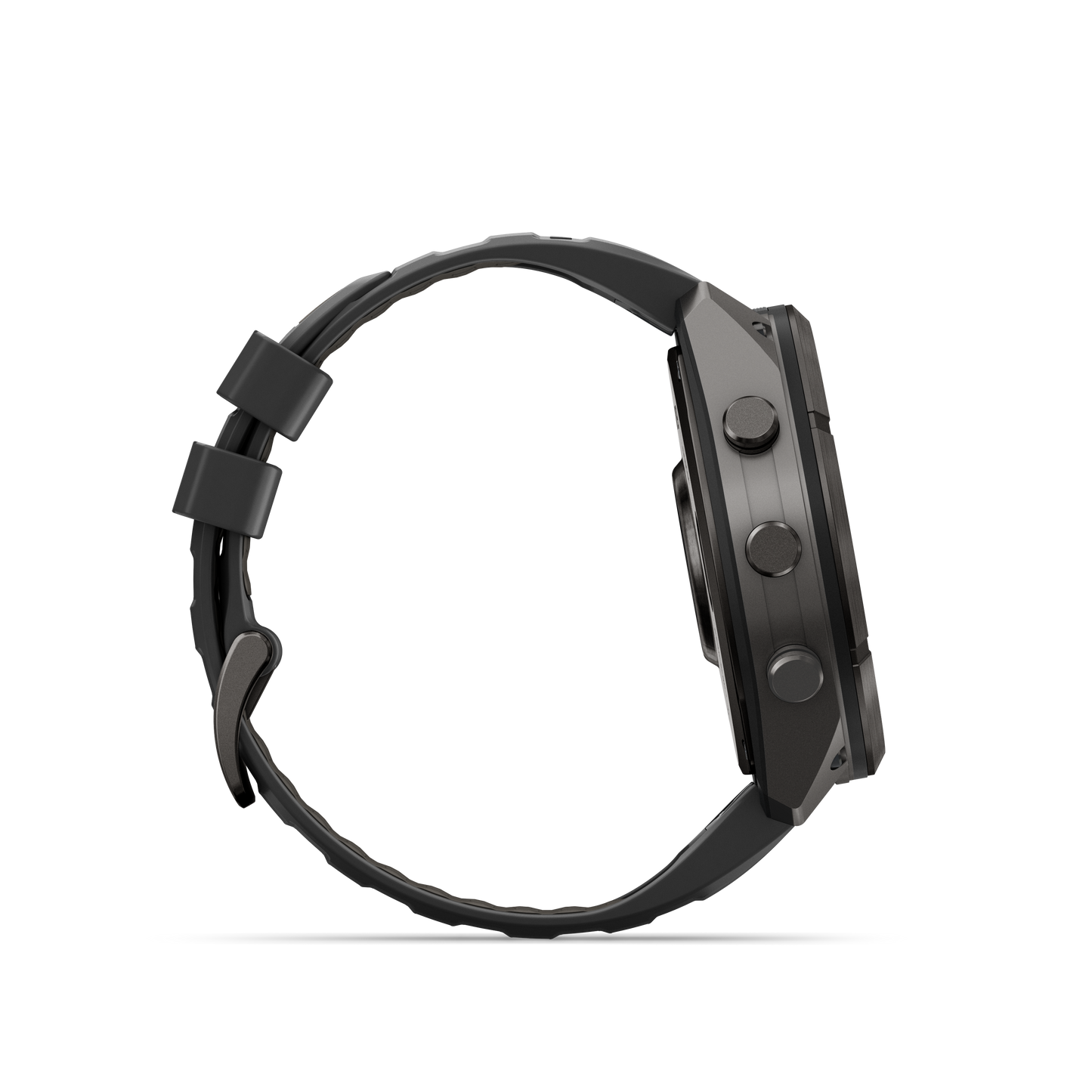Garmin Fenix 9 Pro inReach AMOLED smartwatch with 51mm DLC titanium case and black-gray silicone band.