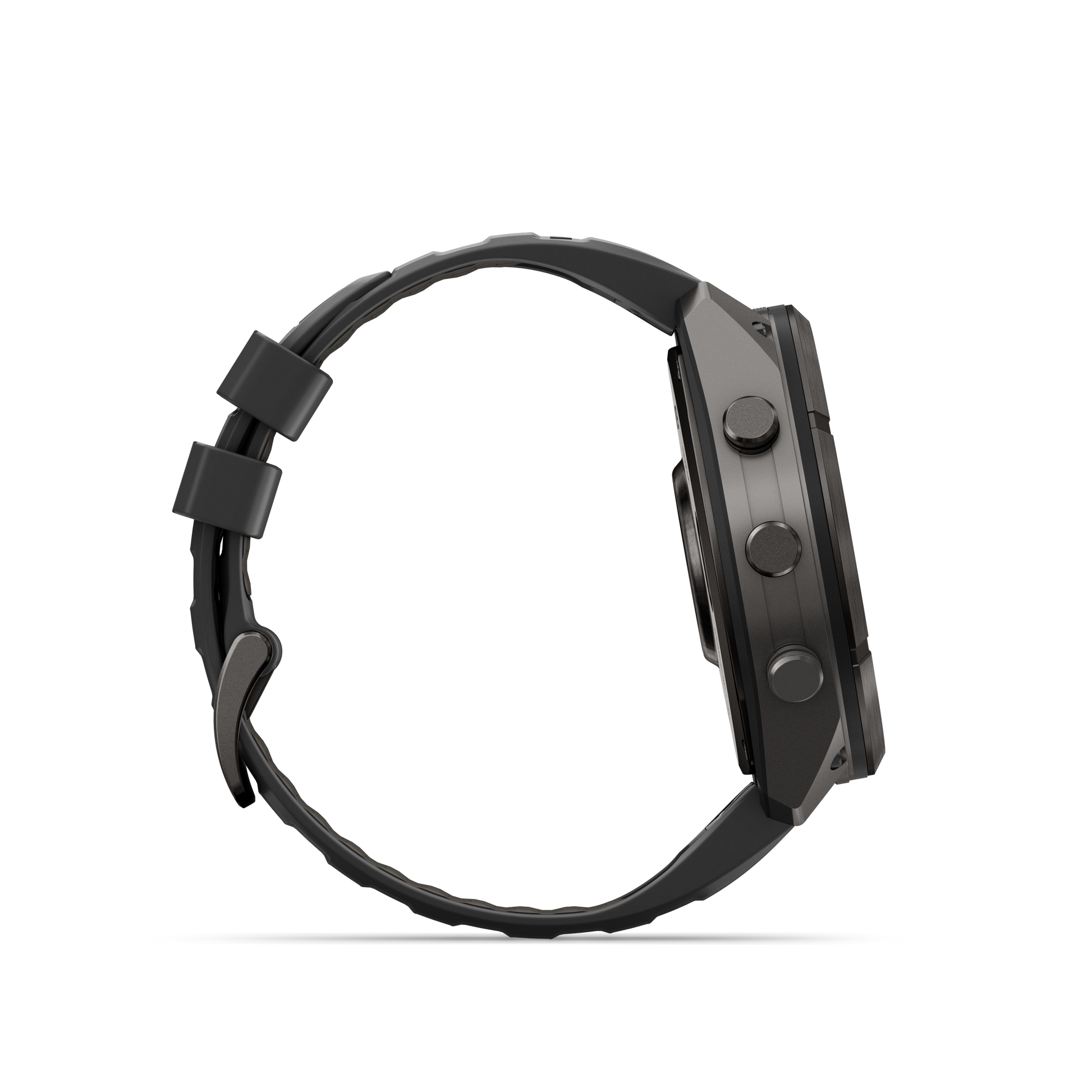 Garmin Fenix 9 Pro inReach AMOLED smartwatch with 51mm DLC titanium case and black-gray silicone band.
