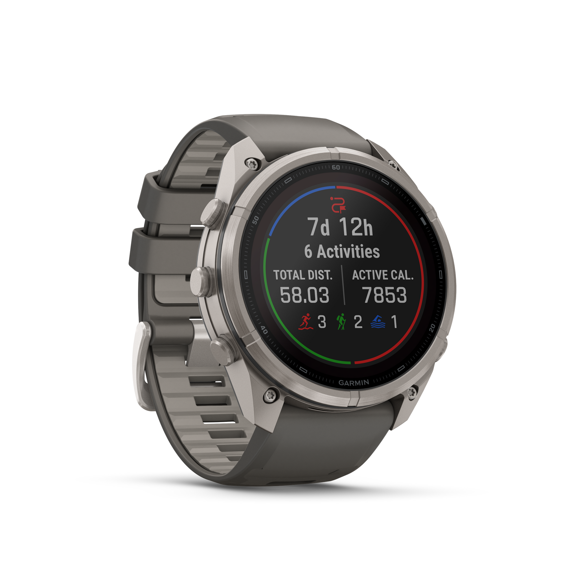Garmin Fenix 9 Pro Solar Titanium 51mm smartwatch with gray and silver silicone band