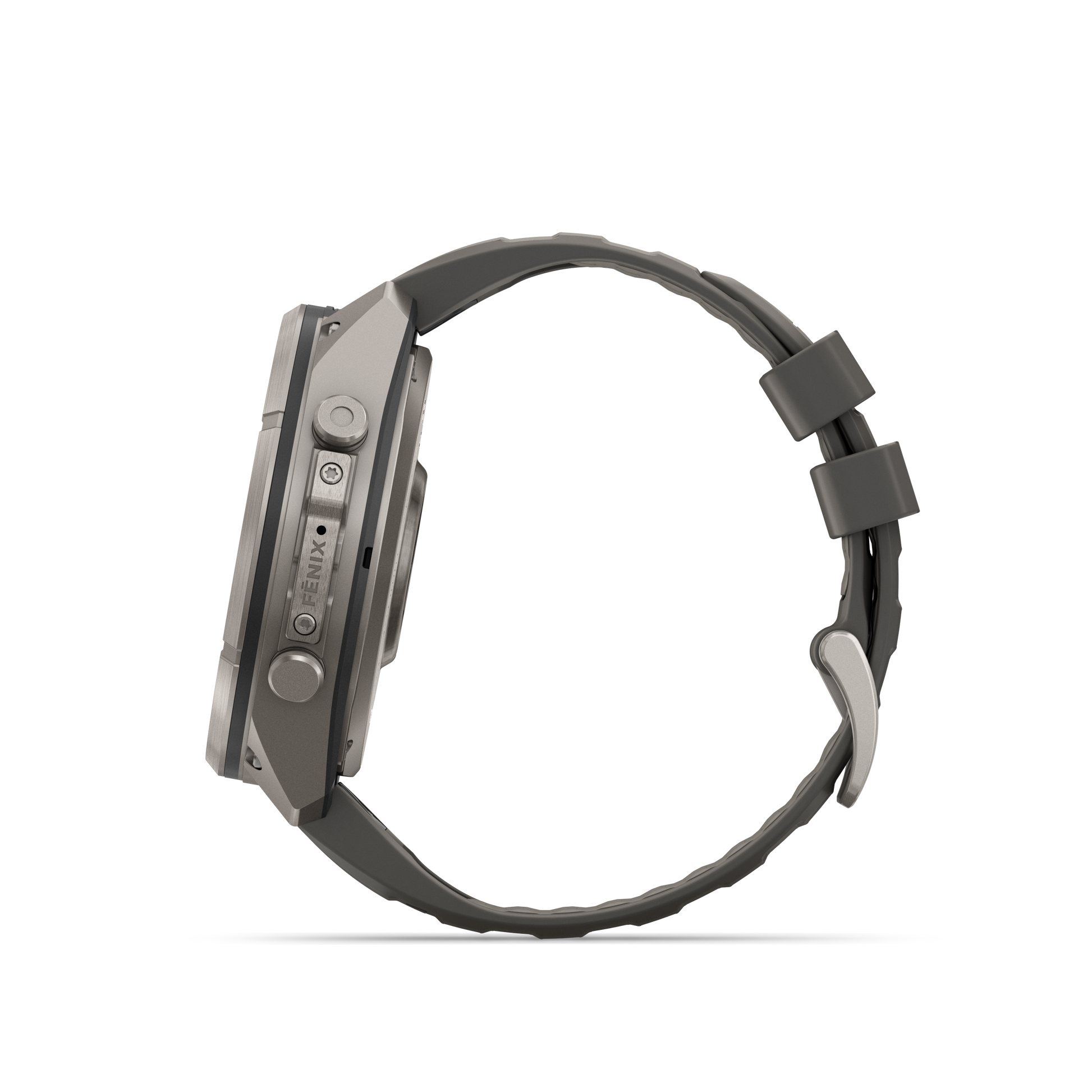 Garmin Fenix 9 Pro Solar watch, 51mm titanium case with gray silicone band