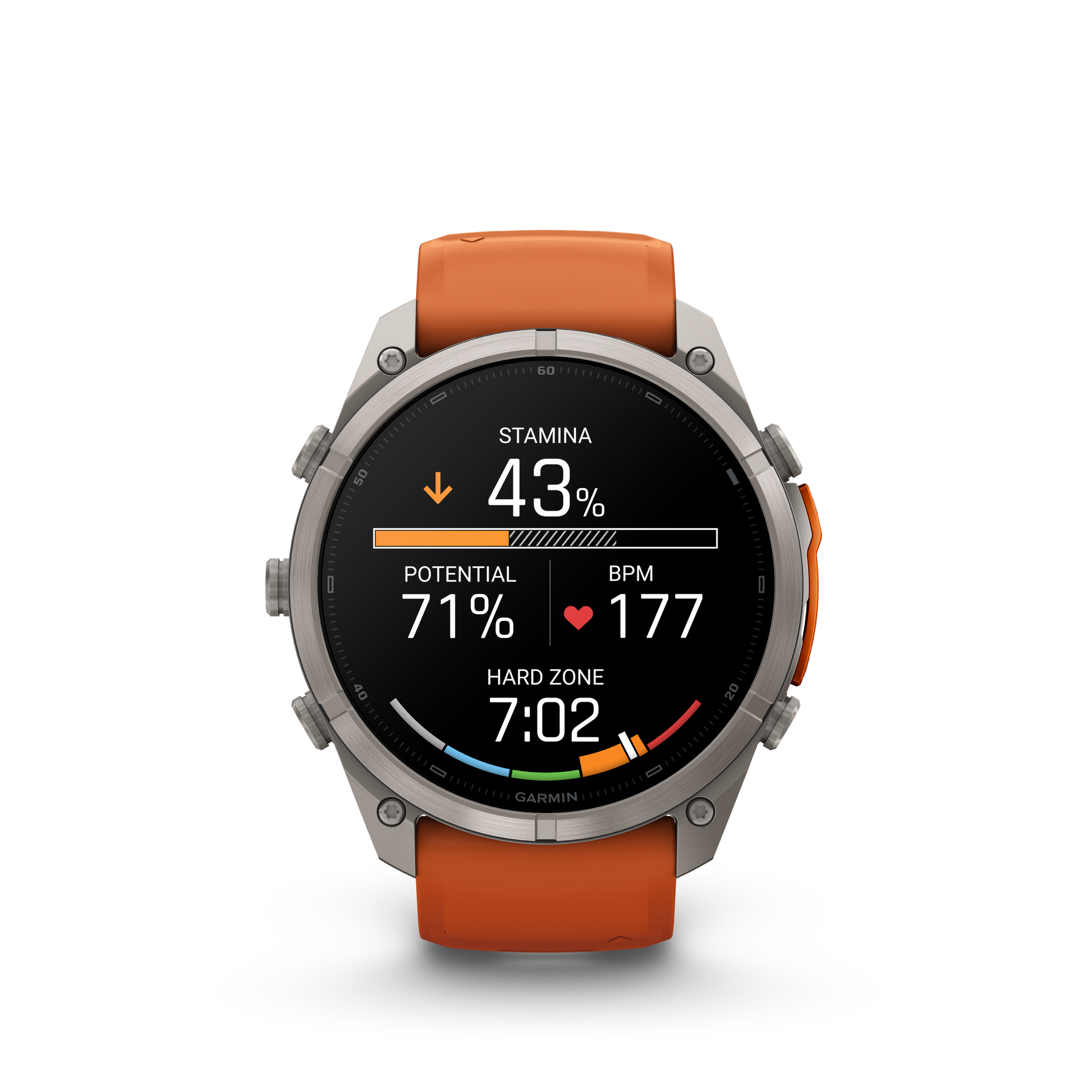 Garmin Fenix 9 Pro inReach AMOLED 51mm titanium smartwatch with orange silicone band