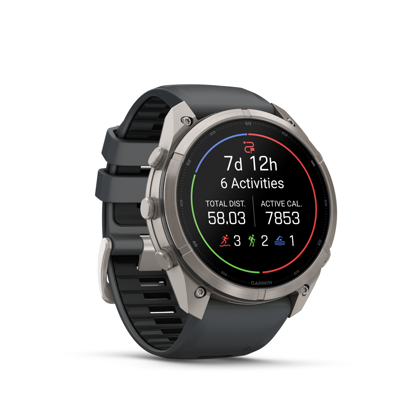 Garmin Fenix 9 Pro inReach AMOLED smartwatch with 51mm DLC titanium case and graphite-black silicone band