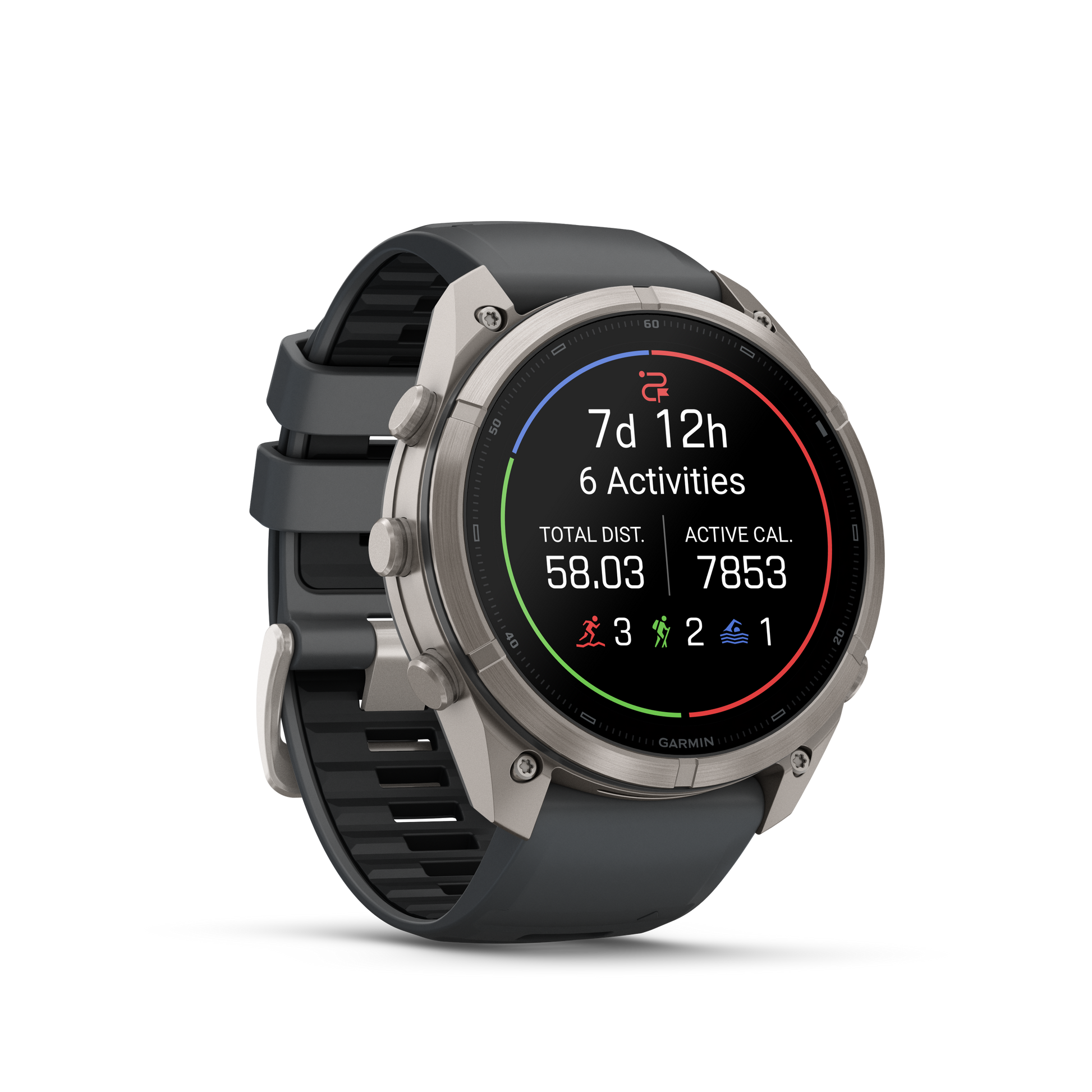 Garmin Fenix 9 Pro inReach AMOLED smartwatch with 51mm DLC titanium case and graphite-black silicone band