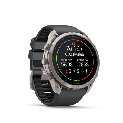 Garmin Fenix 9 Pro inReach AMOLED smartwatch with 51mm DLC titanium case and graphite-black silicone band