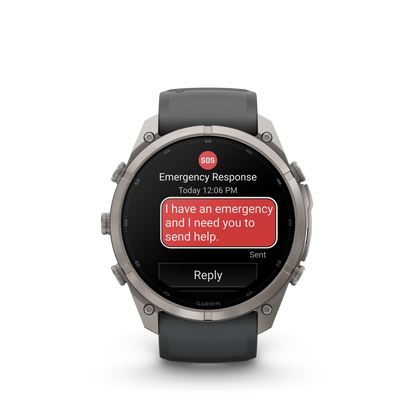 Garmin Fenix 9 Pro inReach AMOLED 51mm DLC titanium watch with graphite case and black silicone band