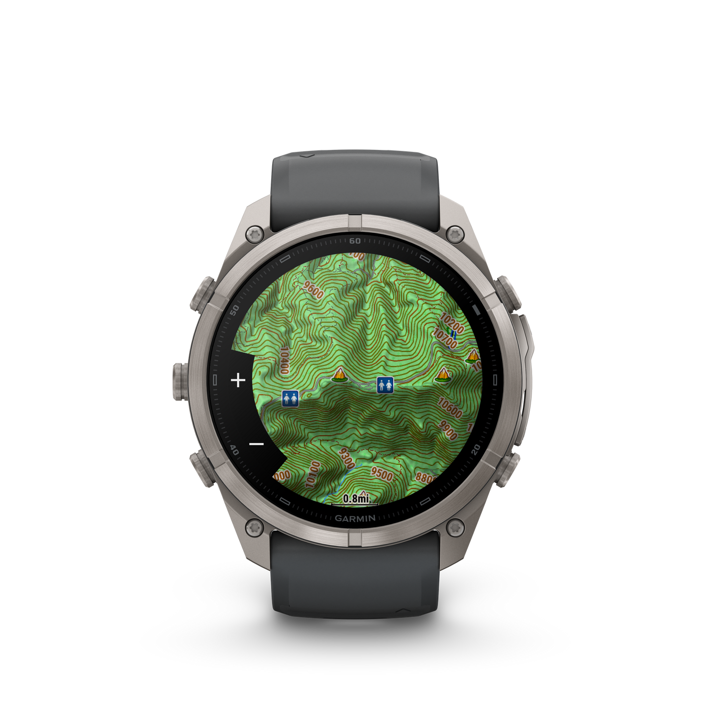Garmin Fenix 9 Pro inReach AMOLED 51mm DLC Titanium smartwatch with graphite and black silicone band