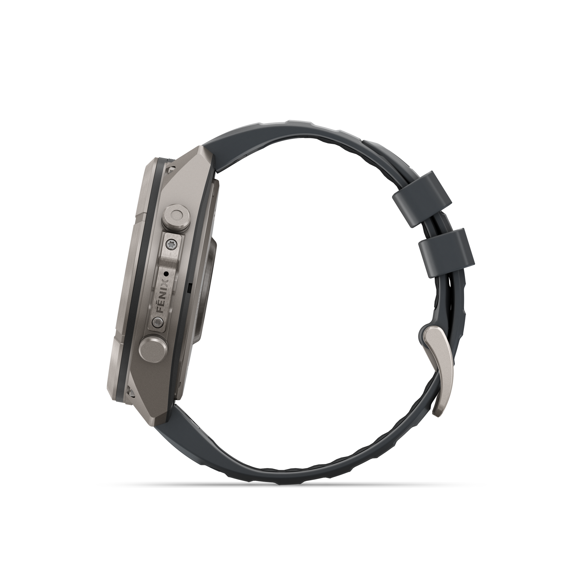Garmin Fenix 9 Pro inReach AMOLED 51mm DLC Titanium smartwatch with graphite and black silicone band.
