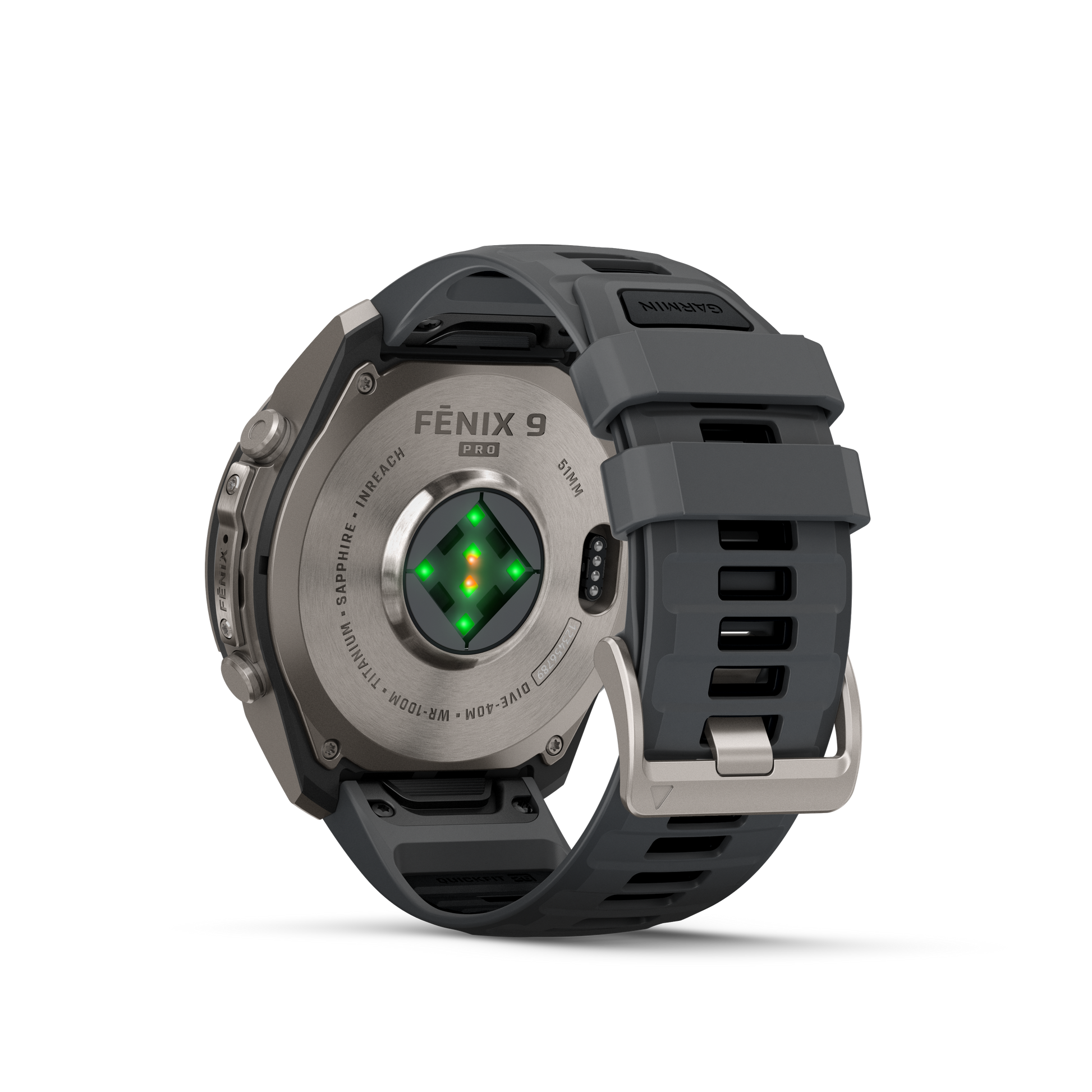 Garmin Fenix 9 Pro inReach AMOLED smartwatch, 51mm DLC titanium with graphite and black silicone band