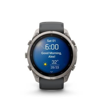 Garmin Fenix 9 Pro AMOLED smartwatch, 51mm titanium with graphite bezel and black silicone band